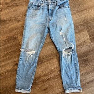 Levi's Light Blue Distressed Boyfriend Jeans